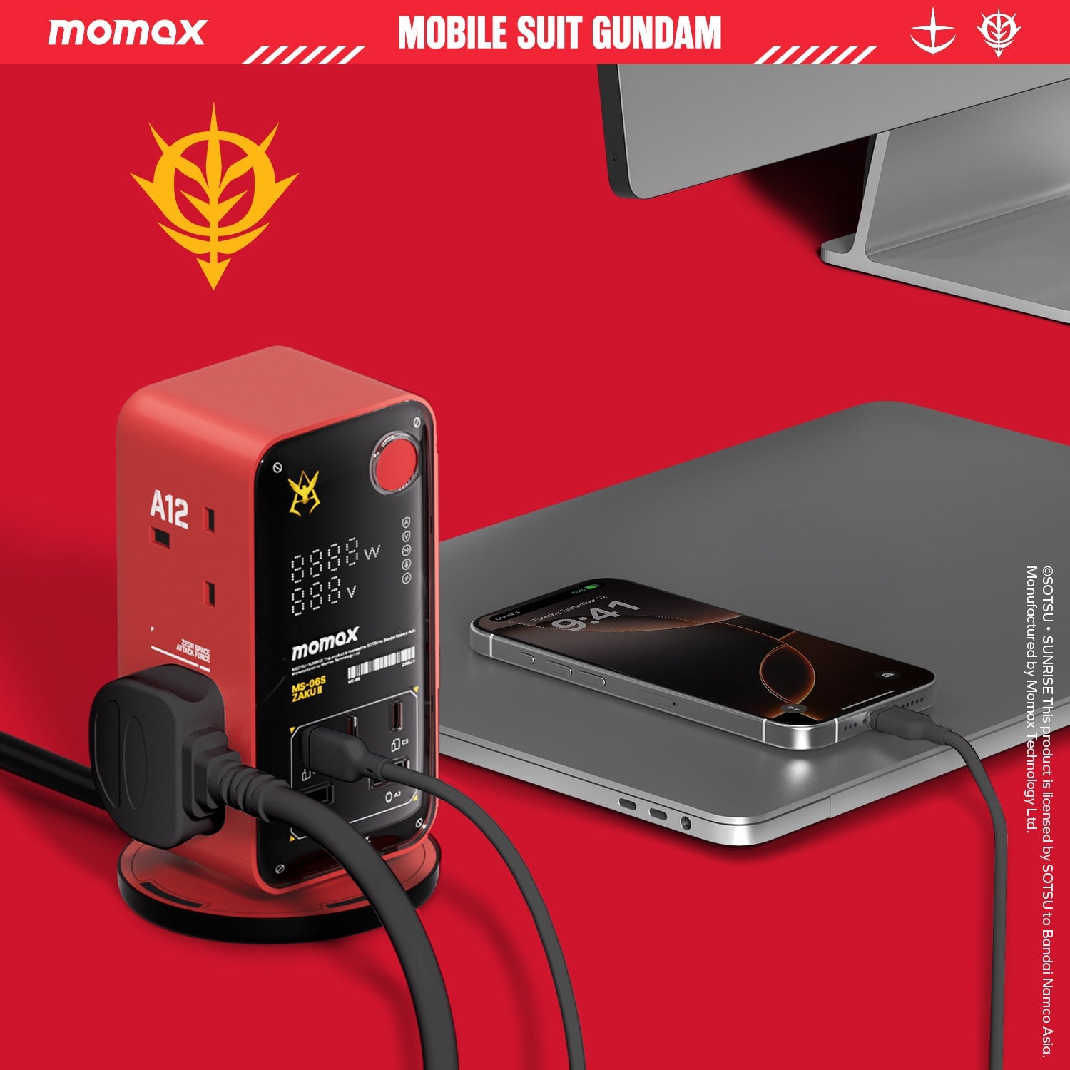 MOMAX 1-Charge Work Flow PD35W 2A3C 6位拖板(US21)(渣古-紅)