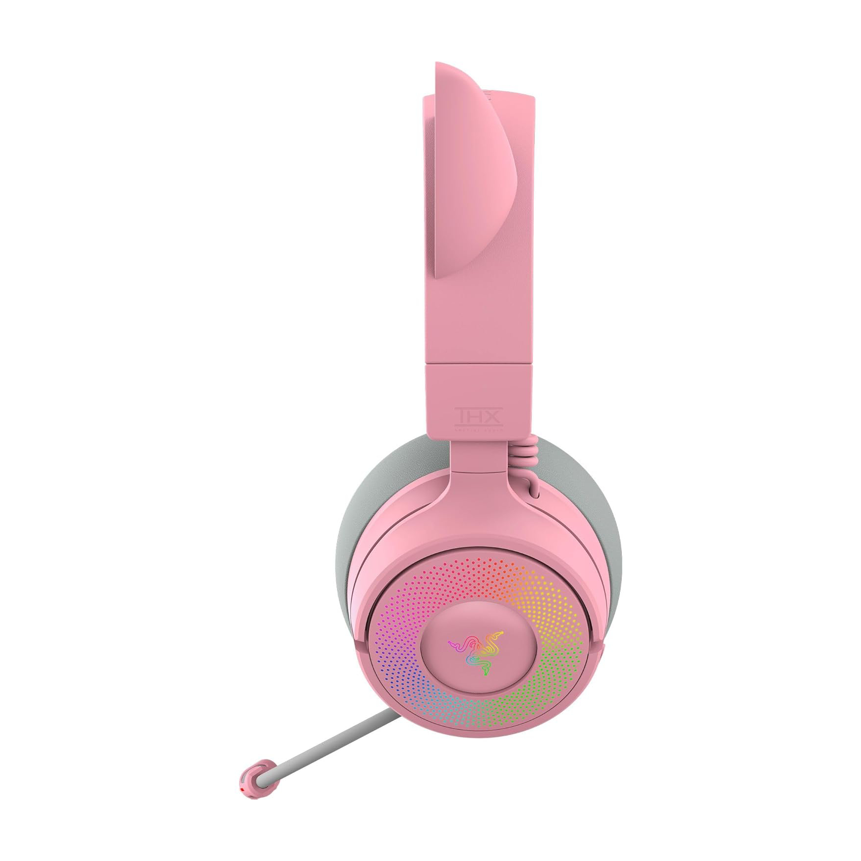 Razer Kraken Kitty V3 Pro 貓耳造型 RGB 三模無線遊戲耳機(Quartz-Quartz-粉色)