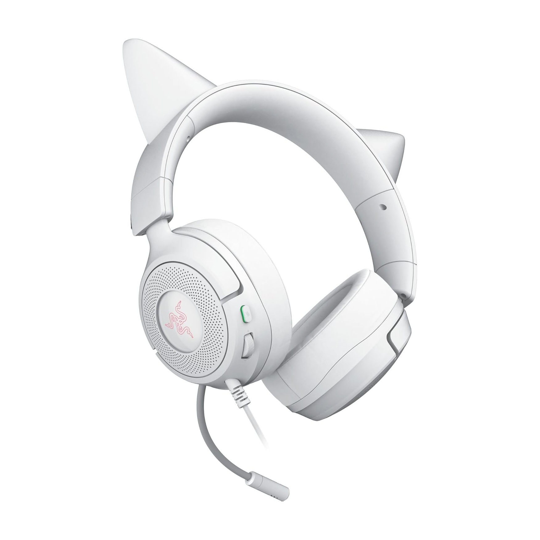 Razer Kraken Kitty V3 X 貓耳造型 有線遊戲耳機(Mercury-白色)