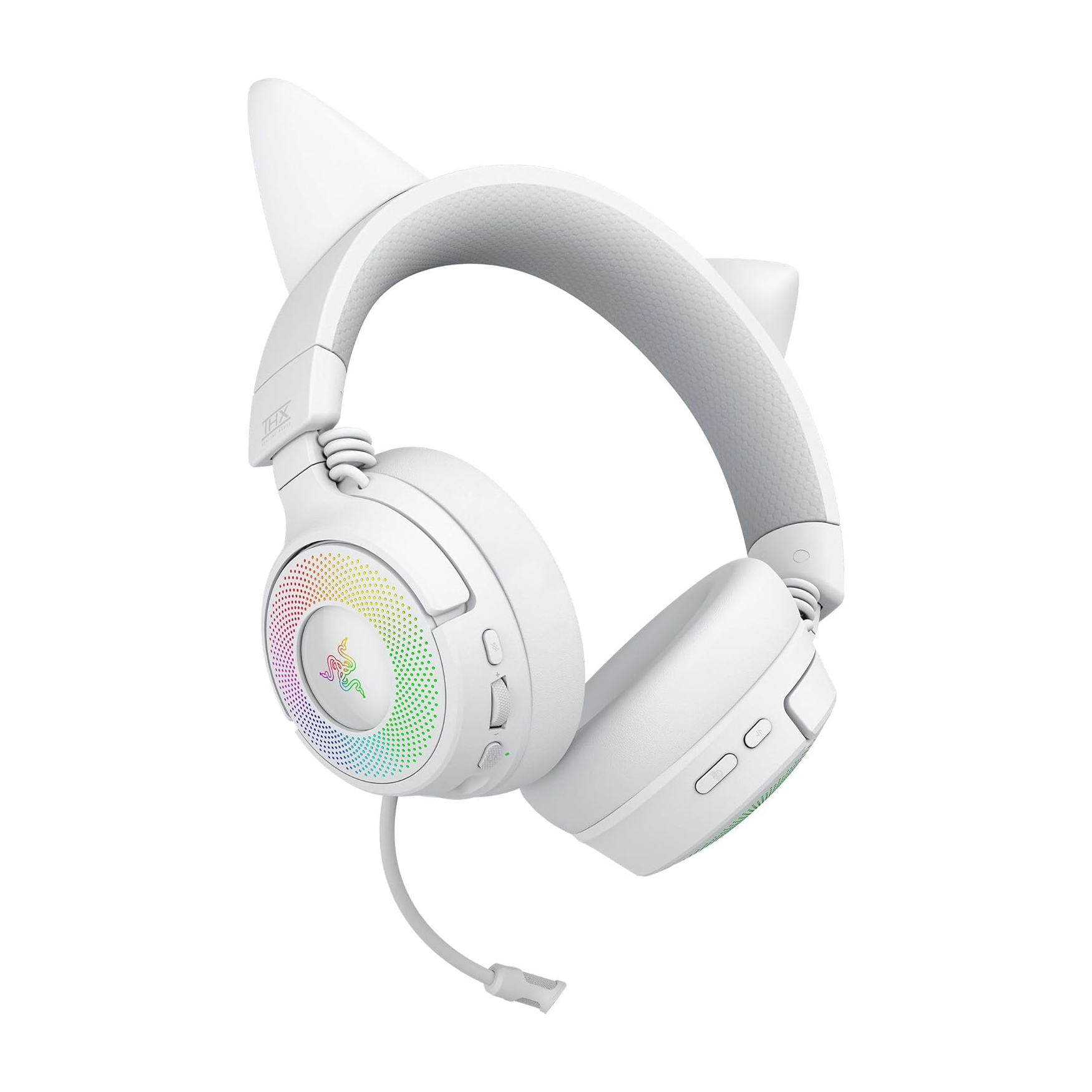 Razer Kraken Kitty V3 Pro 貓耳造型 RGB 三模無線遊戲耳機(白色-Mercury-白色)
