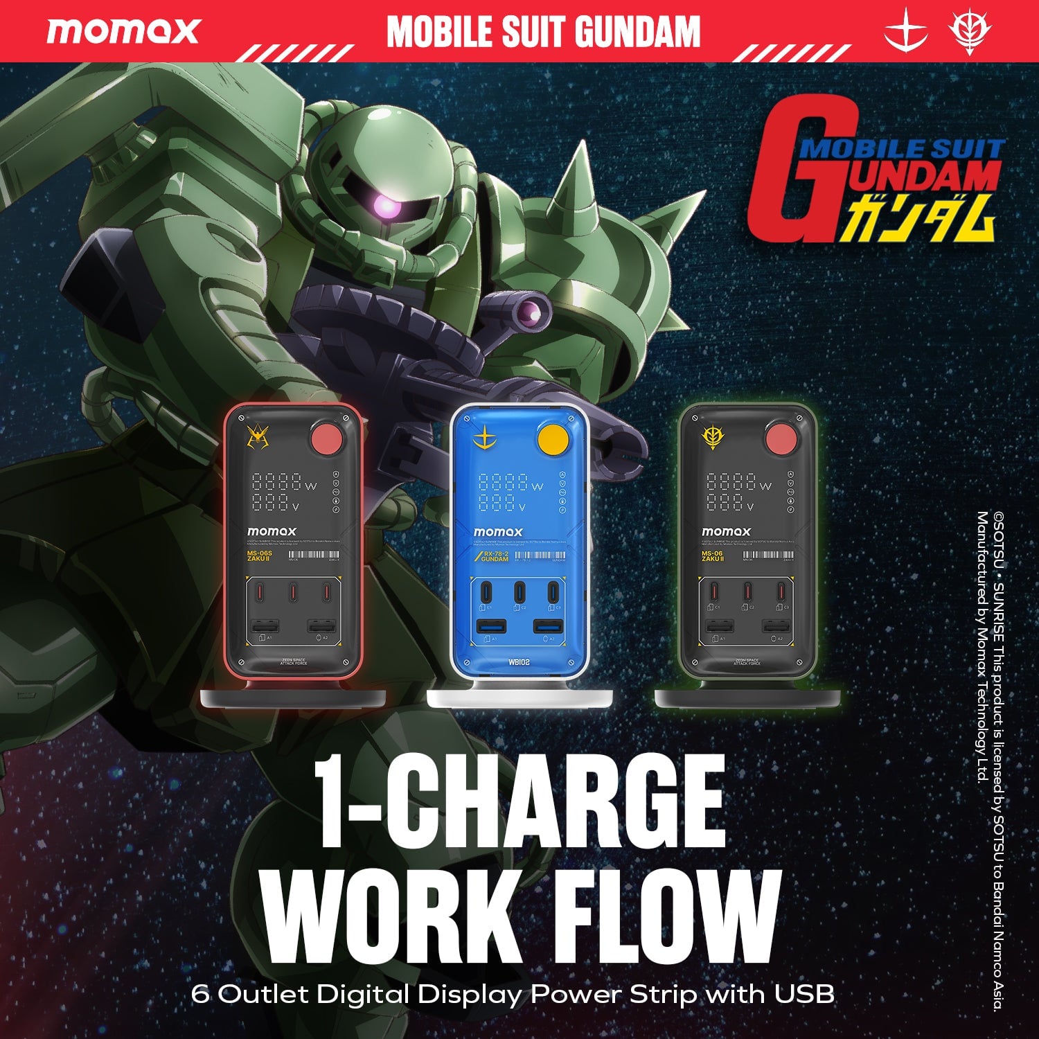 MOMAX 1-Charge Work Flow PD35W 2A3C 6位拖板(US21)(高達-白)