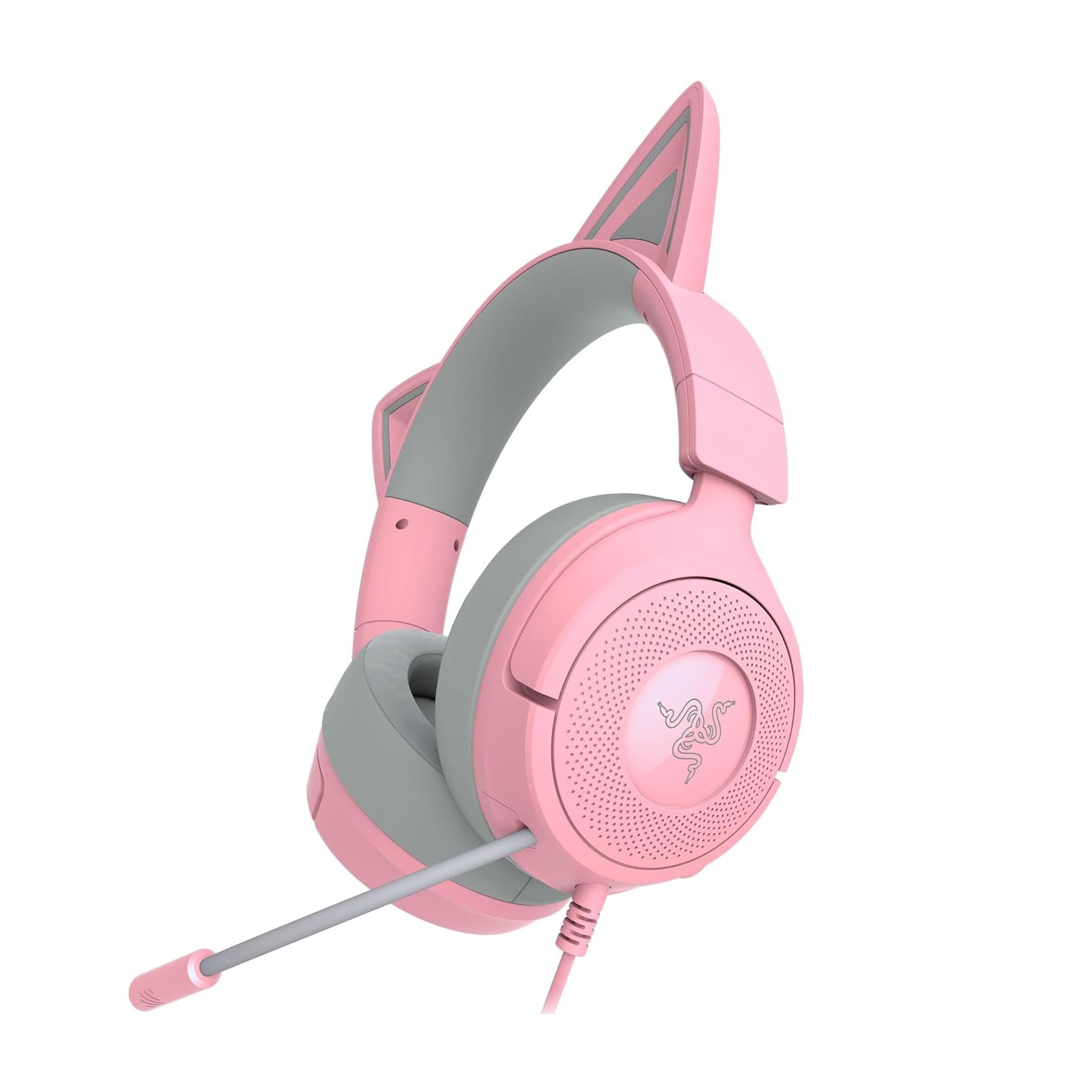 Razer Kraken Kitty V3 X 貓耳造型 有線遊戲耳機(Quartz-粉色)