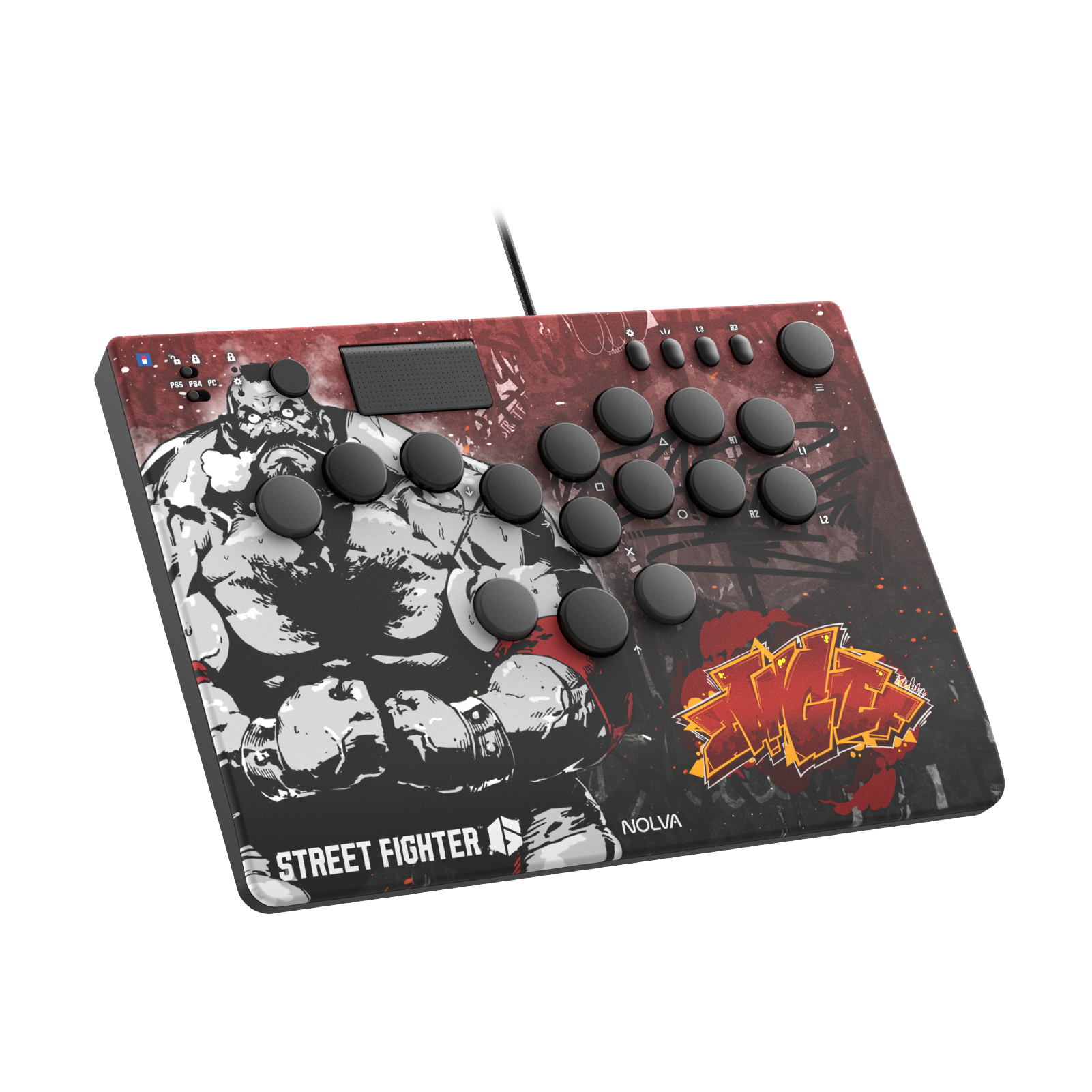 Hori NOLVA 快打旋風6 機械式全按鍵街機控制器(適用於PS5/PC)(桑吉爾夫)