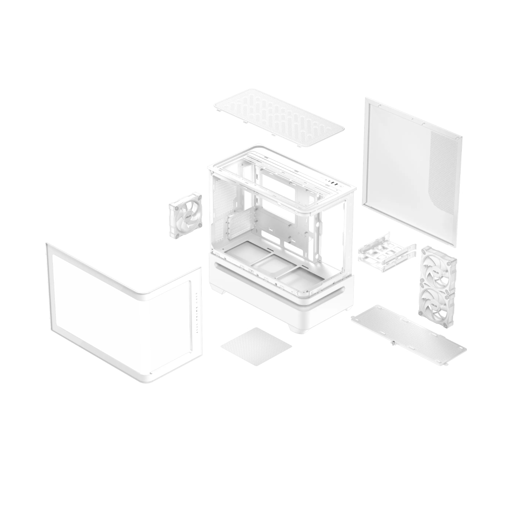 ASUS Prime AP202 TG ARGB MATX 機箱(白色-附機箱風扇)