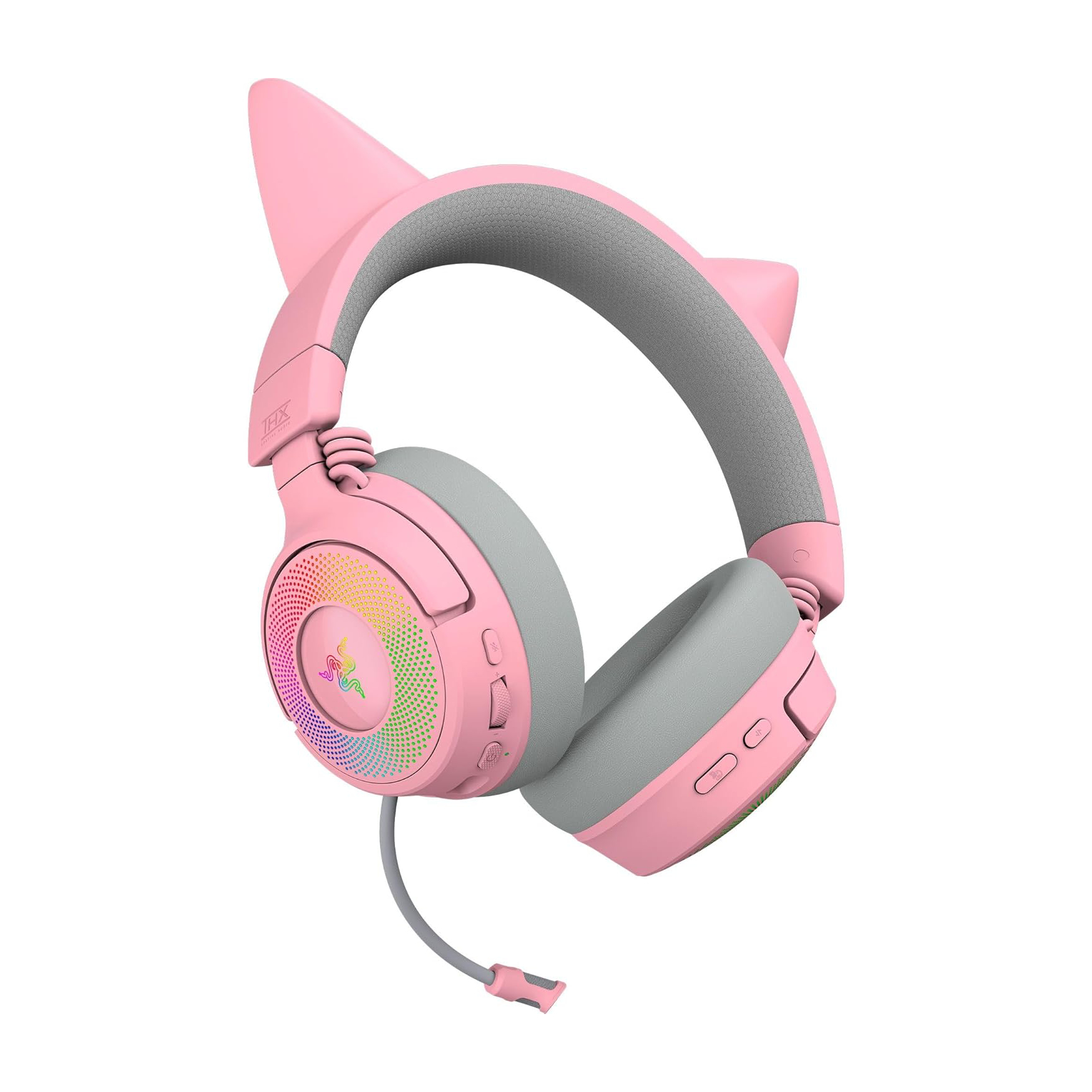 Razer Kraken Kitty V3 Pro 貓耳造型 RGB 三模無線遊戲耳機(Quartz-Quartz-粉色)