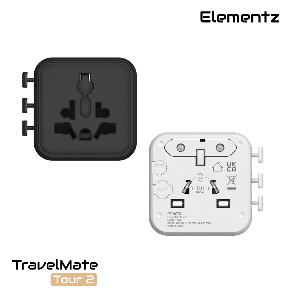 Elementz TravelMate Tour 2 Adapter 充電器(PT-WT2)(黑色)
