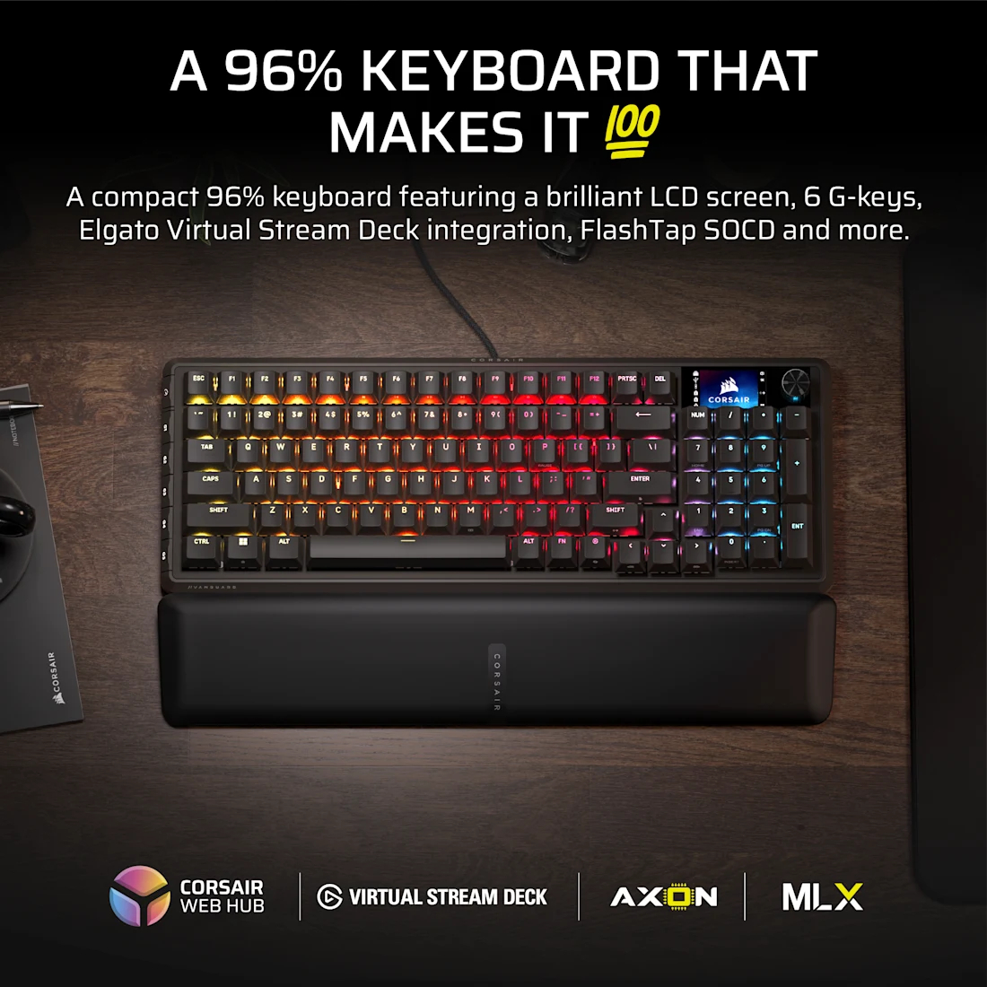 Corsair Vanguard 96-MLX 8kHz 有線機械鍵盤(黑色-MLX Quantum軸)