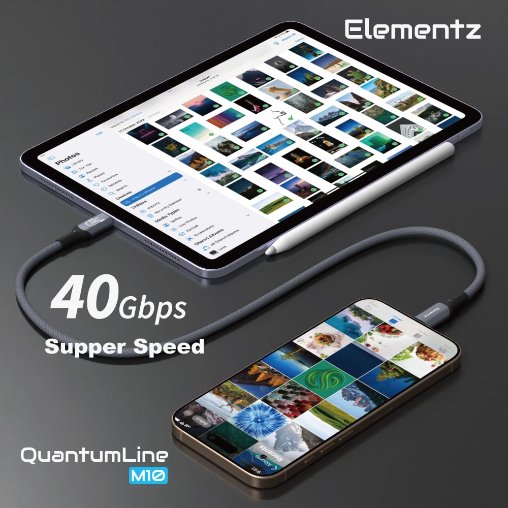 Elementz USB4 USB C To C 240W/8K@60Hz/40Gbps 高速傳輸充電線(NQL-M10)(200cm)