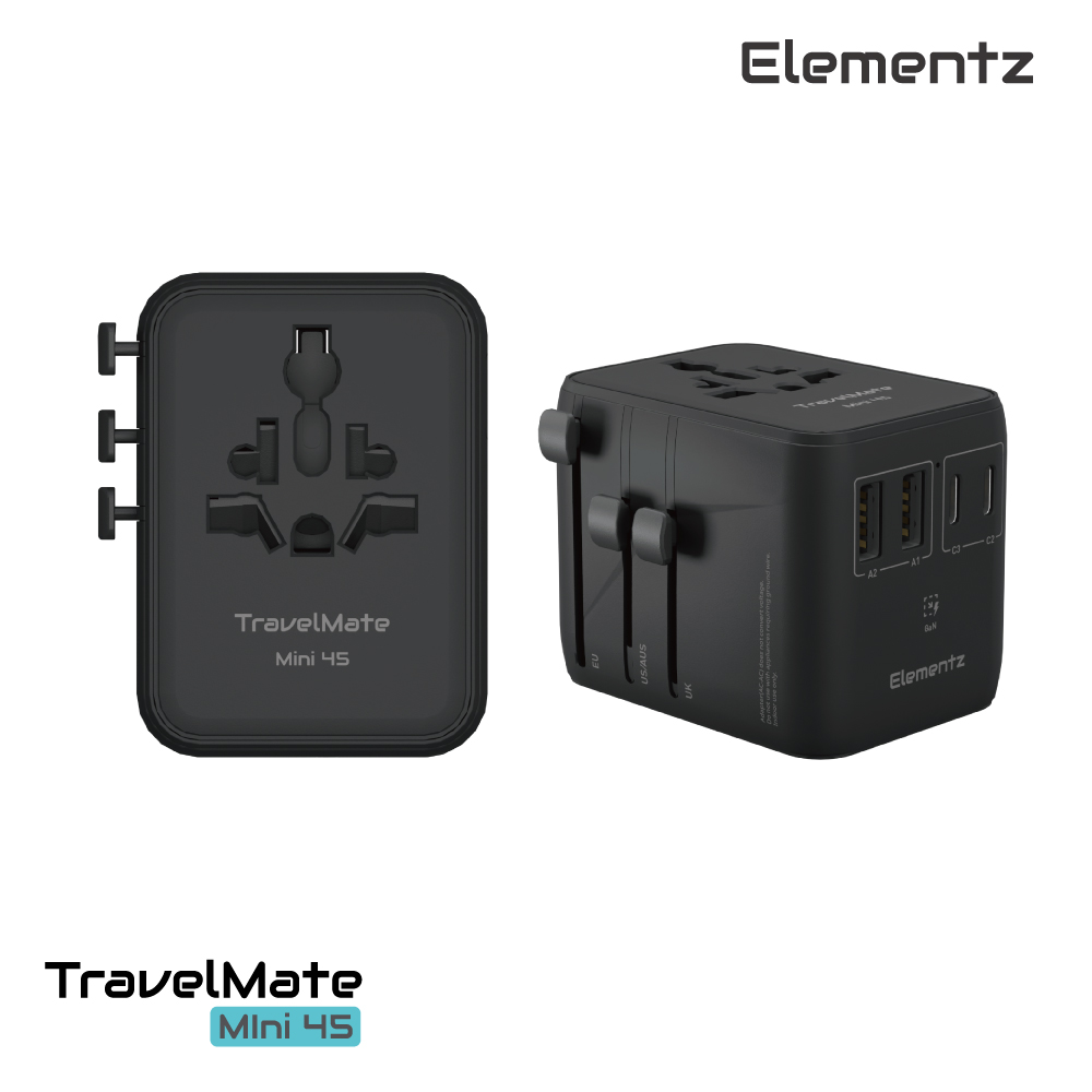 Elementz TravelMate Mini 45W 3C2A 迷你旅行充電器(PT-M45)