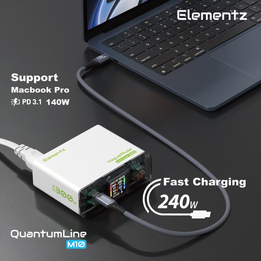 Elementz USB4 USB C To C 240W/8K@60Hz/40Gbps 高速傳輸充電線(NQL-M10)(200cm)