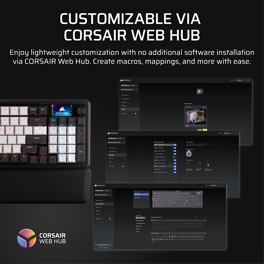 Corsair Vanguard 96-MLX 8kHz 有線機械鍵盤(黑白色-MLX Pulse軸)