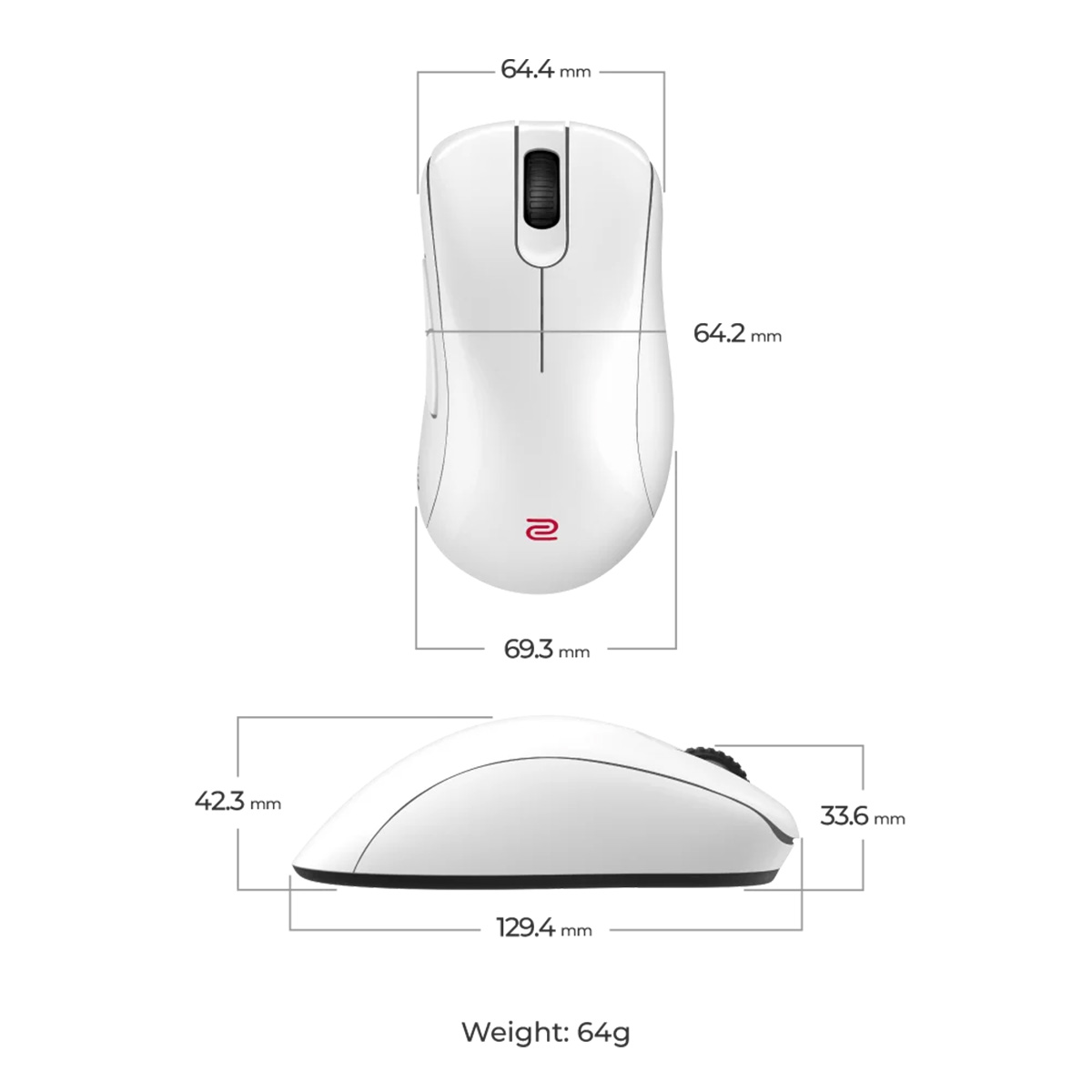 ZOWIE EC1-DW 4K 無線電競滑鼠(Large-白色)