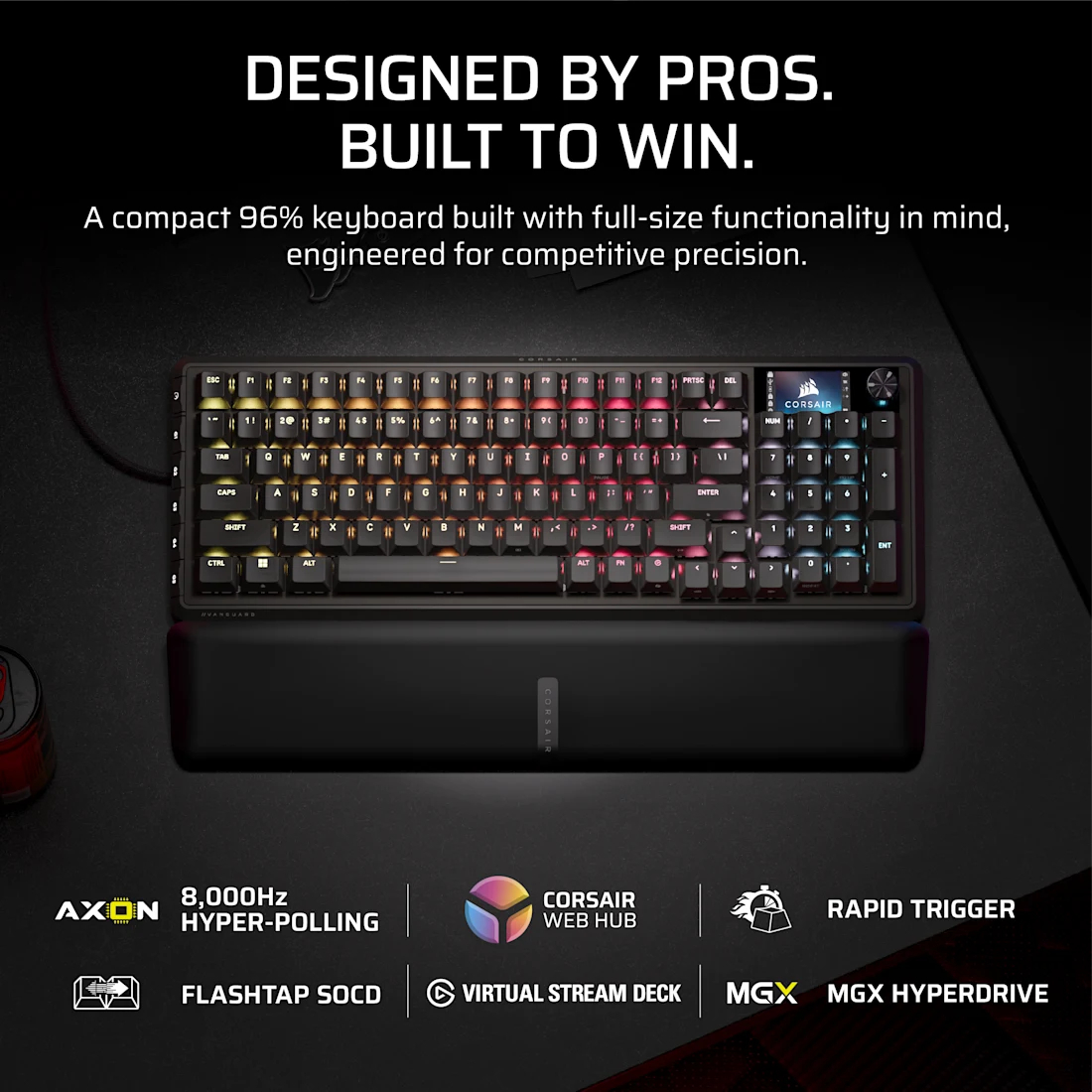 Corsair Vanguard PRO 96-MGX 8kHz 有線磁軸鍵盤(黑色-MGX磁軸)