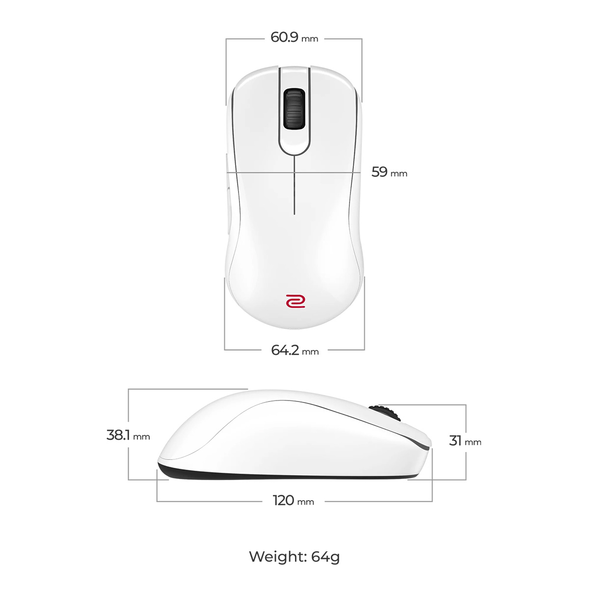 ZOWIE S2-DW 4K 無線電競滑鼠(白色)