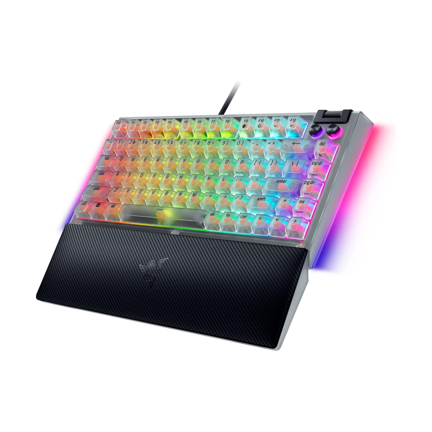 Razer BlackWidow V4 75% Hot-Swappable Phantom White Edition 可換軸 機械式電競鍵盤(觸感橙軸-Phantom White Edition-英文版)