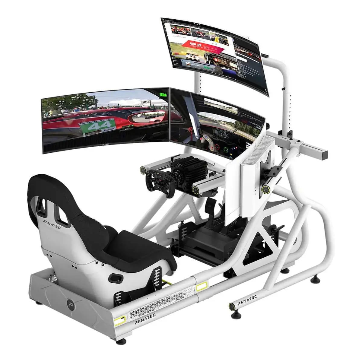 Fanatec Clubsport 車架三屏幕延伸支架(白, 最高支援16:9三屏32-55吋顯示器)