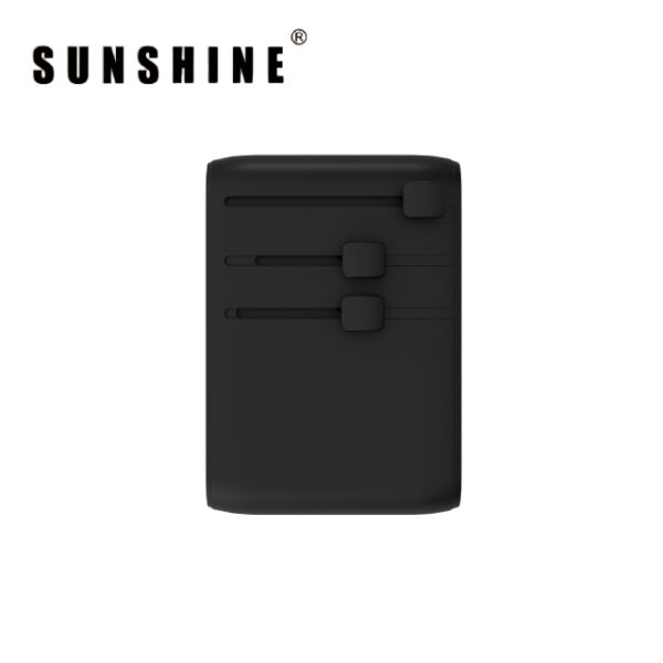SUNSHINE TRC-25W GaN快速充電器 3插口(1C2A)及內置伸縮USB-C充電線旅行插座(25W)