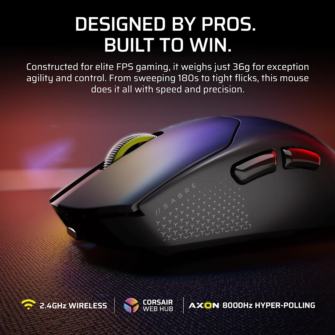 Corsair SABRE v2 PRO ULTRALIGHT 超輕量無線滑鼠(白色)
