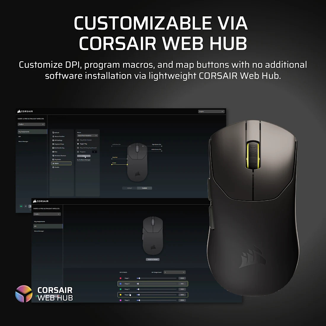 Corsair SABRE v2 PRO ULTRALIGHT 超輕量無線滑鼠(黑色)