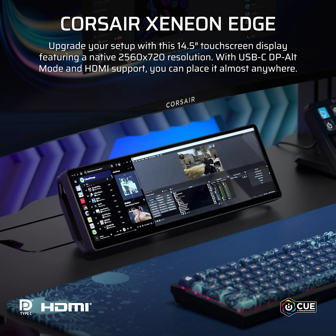 Corsair Xeneon Edge 14.5吋(2560x720) LCD觸控式顯示器(黑色)