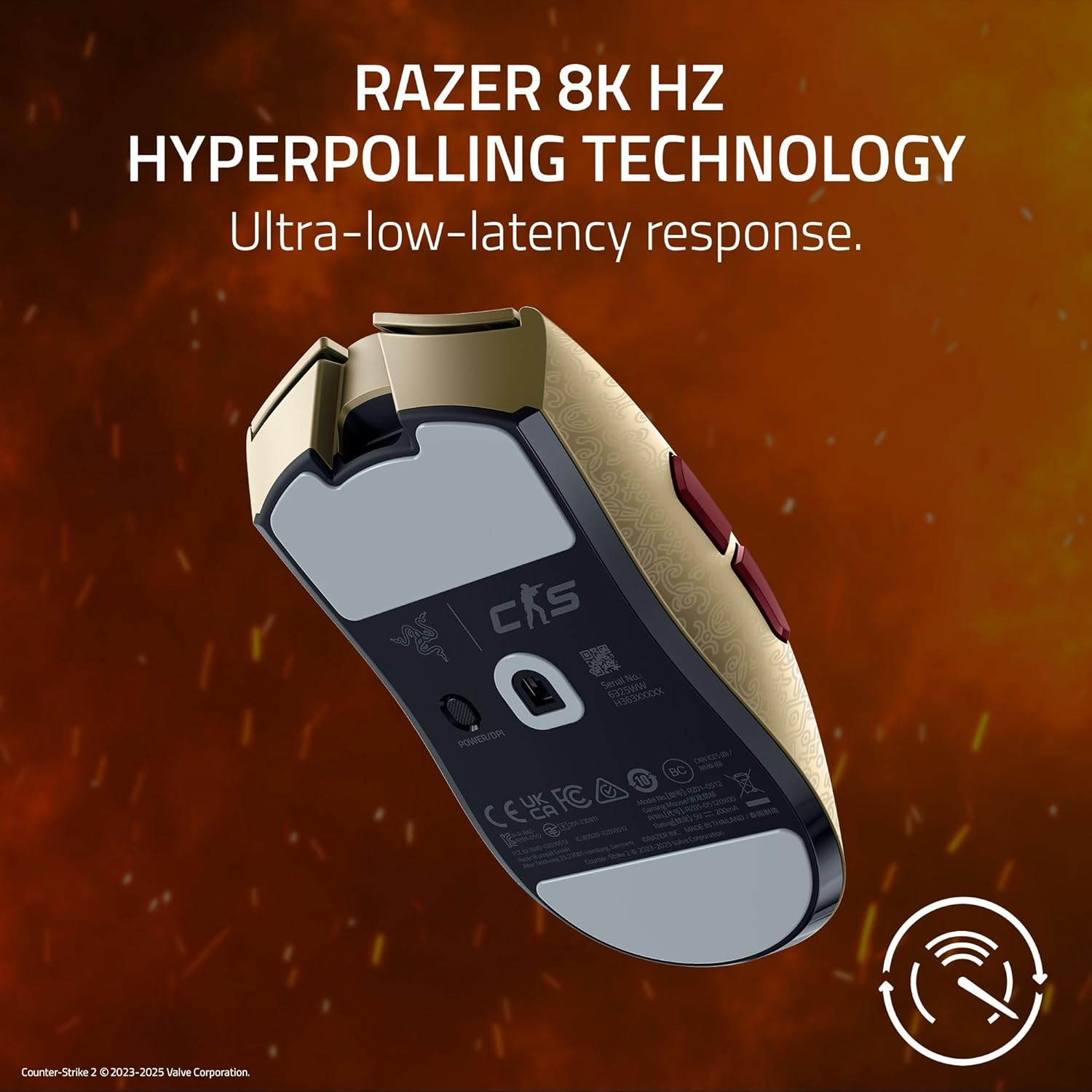 Razer Viper V3 Pro 8KHz 無線遊戲滑鼠(CS2 Dragon Lore Edition)