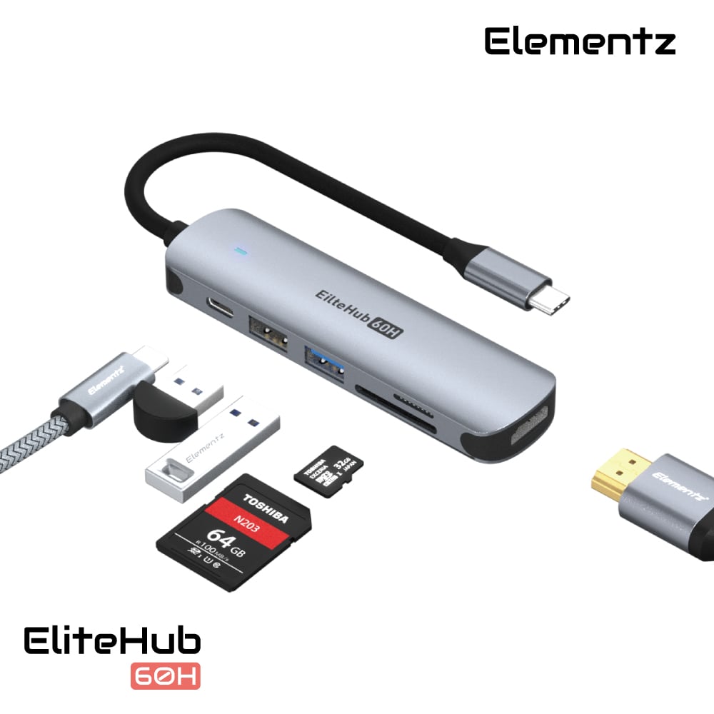 Elementz EliteHub 60H 6 in 1 USB-C Hub 擴展塢