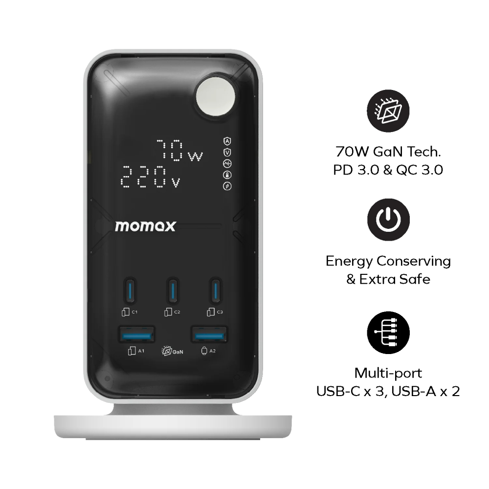 MOMAX 1-Charge Work Flow 70W 2A3C 6位拖板(US25)