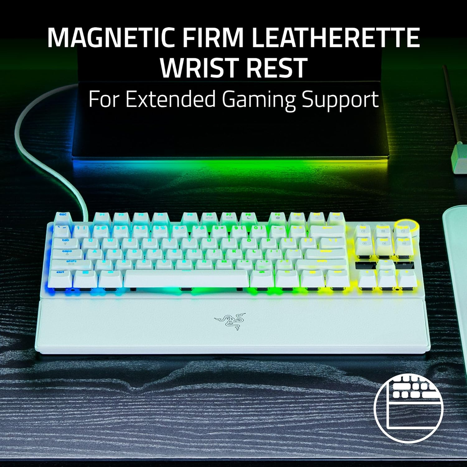 Razer Huntsman V3 Pro Tenkeyless 8KHz 無數字鍵類比式光學電競鍵盤(白色)