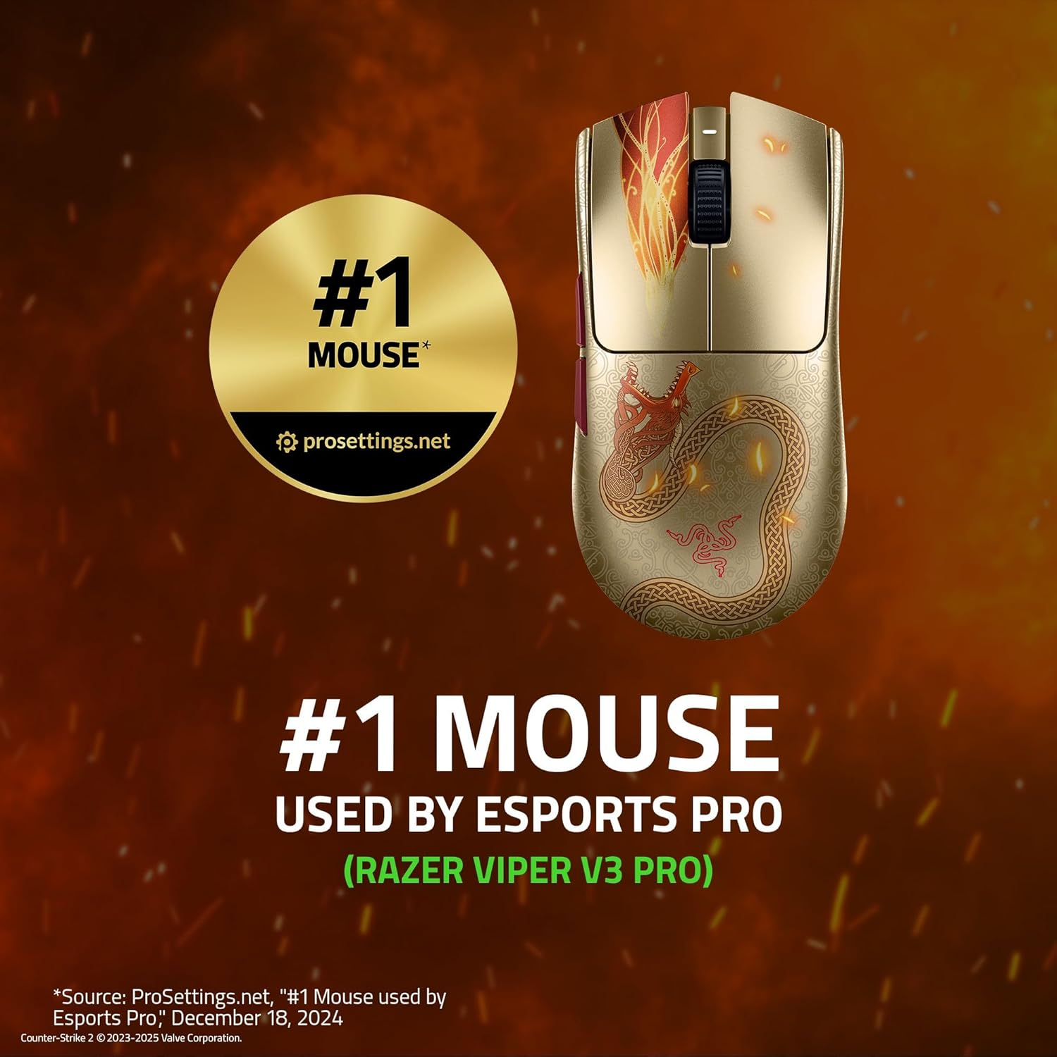 Razer Viper V3 Pro 8KHz 無線遊戲滑鼠(CS2 Dragon Lore Edition)