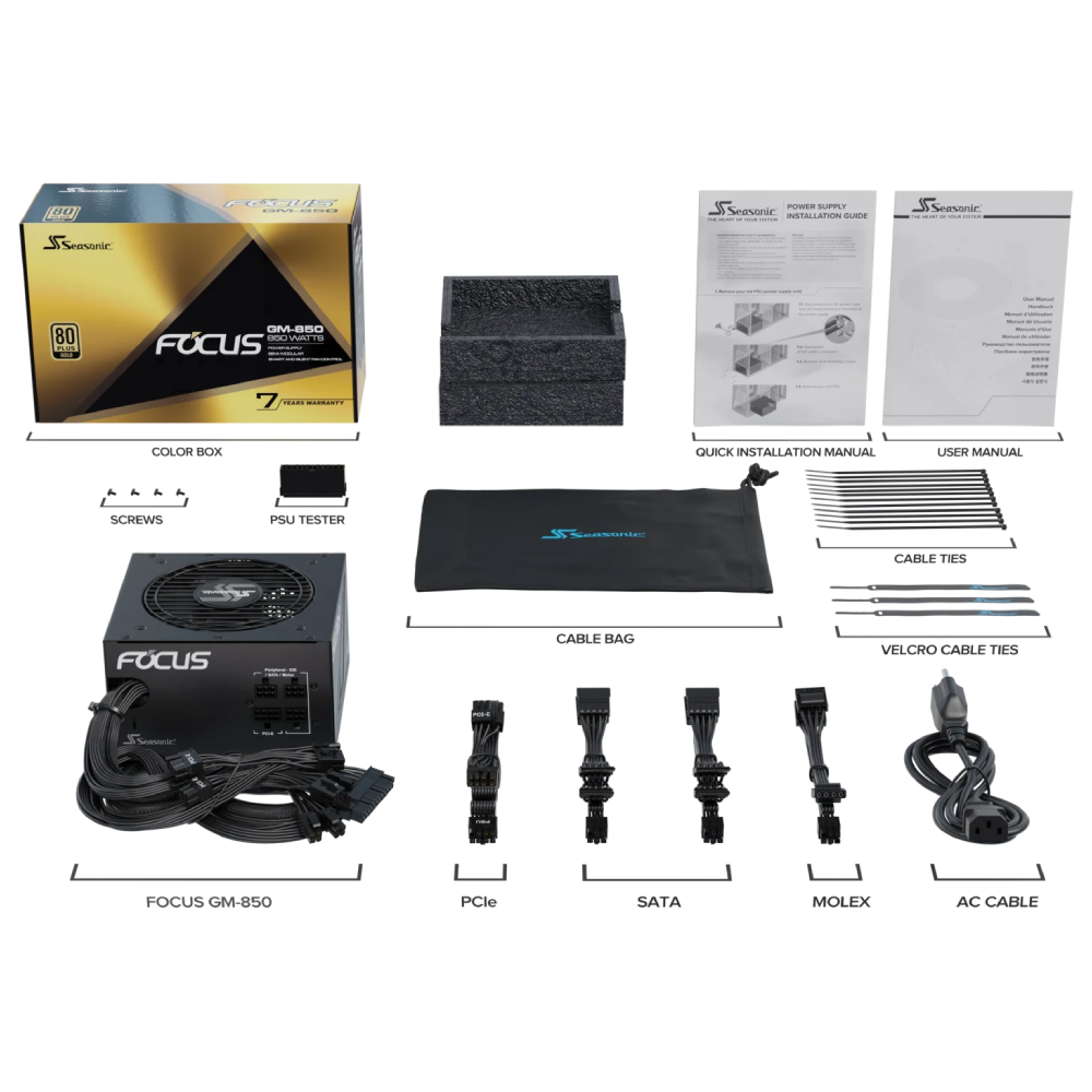 Seasonic FOCUS GM-850 850W 半模組化金牌電源供應器