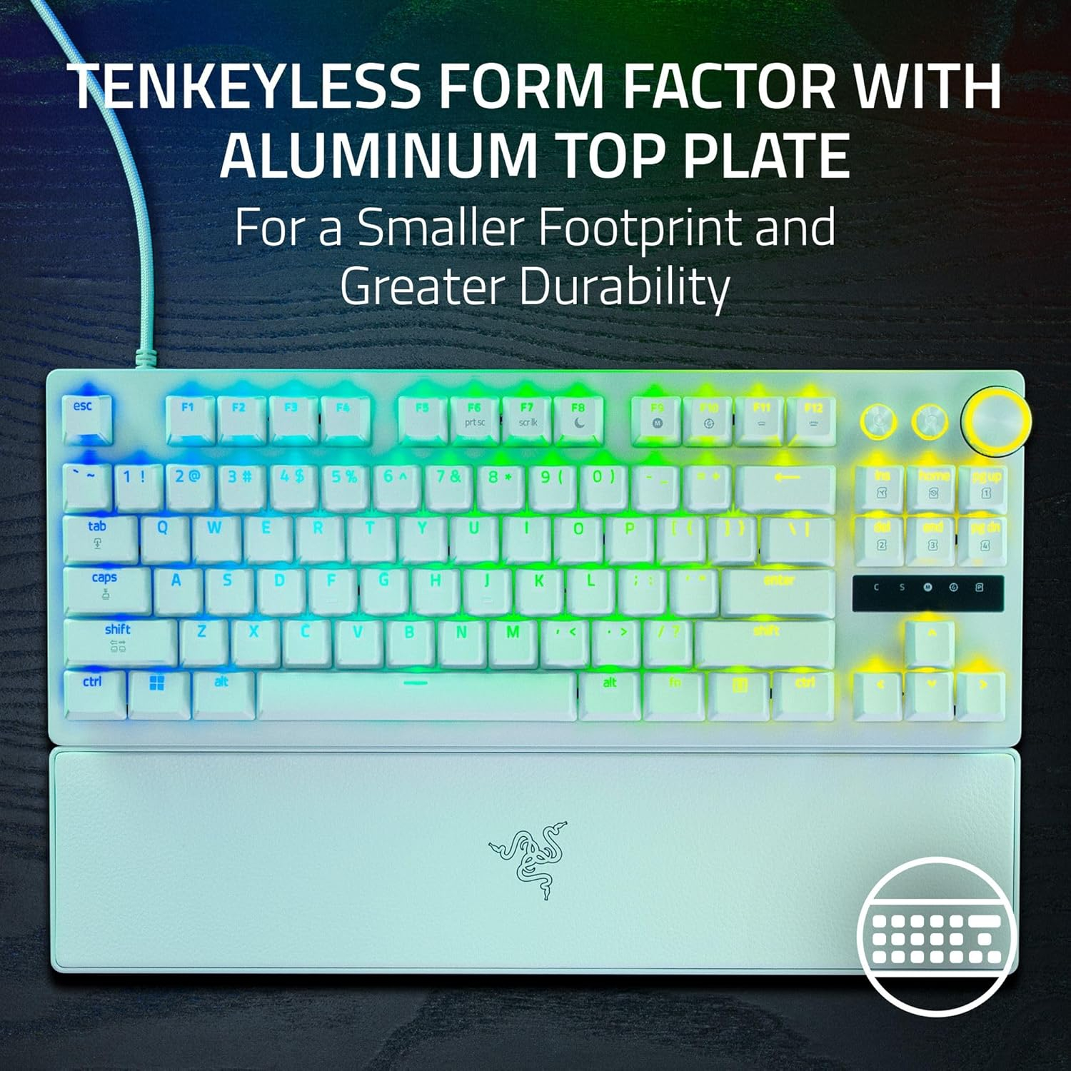 Razer Huntsman V3 Pro Tenkeyless 8KHz 無數字鍵類比式光學電競鍵盤(白色)