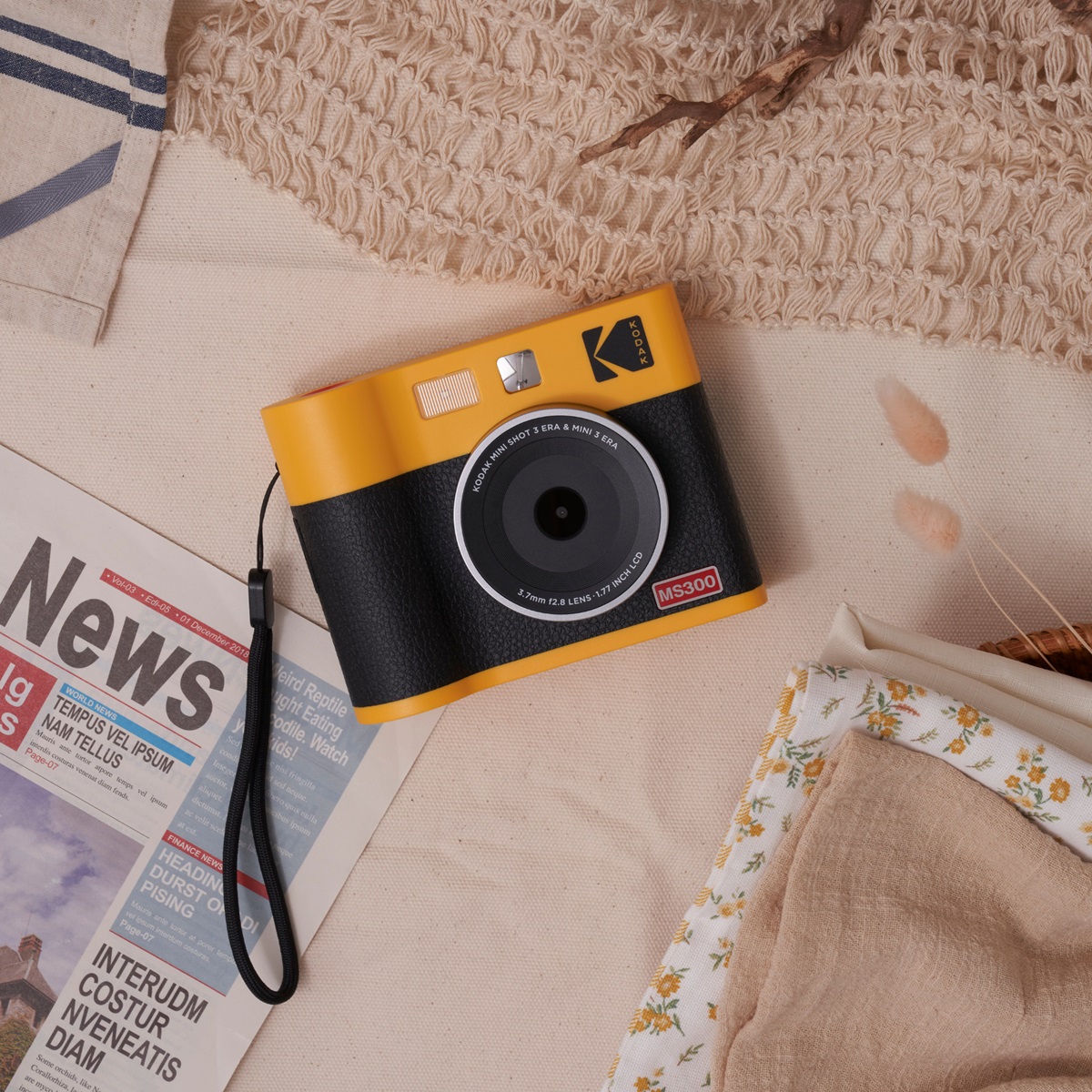 Kodak 柯達 Mini Shot 3 Era MS300 即影即有相機+相片打印機(3x3吋)(黃色)