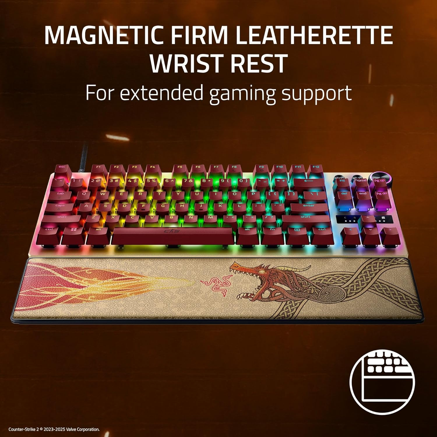 Razer X Counter-Strike 2 Huntsman V3 Pro Tenkeyless 無數字鍵類比式光學電競鍵盤(CS2 Dragon Lore Edition)