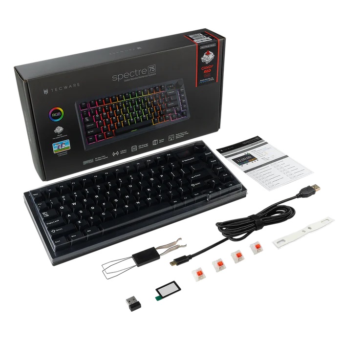 Tecware Spectre 75 RGB 三模 無線機械式遊戲鍵盤(黑色-青軸)