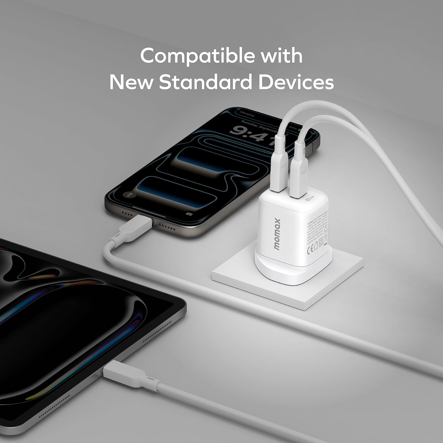 MOMAX 1-Charge 2-Port 45W GaN 雙輸出充電器(UM81)(白色)