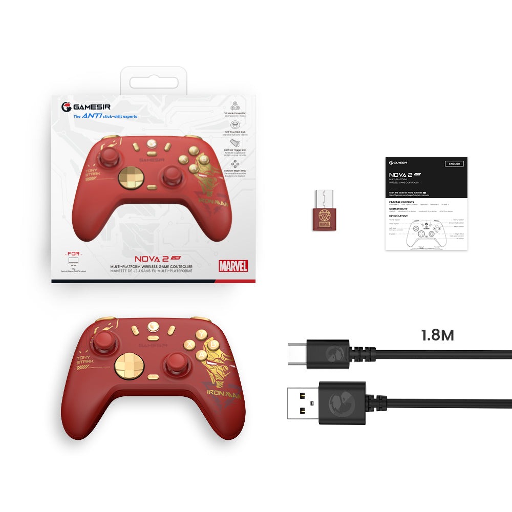 GameSir 啟明星2 Nova Lite 2 藍牙及2.4G 1000Hz 無線控制器(Iron Man)