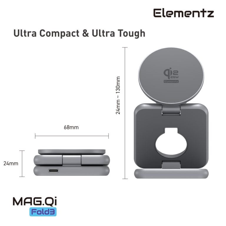 Elementz Mag Qi Fold 3合1磁吸式無線充電座 (MQ-Fold 3)
