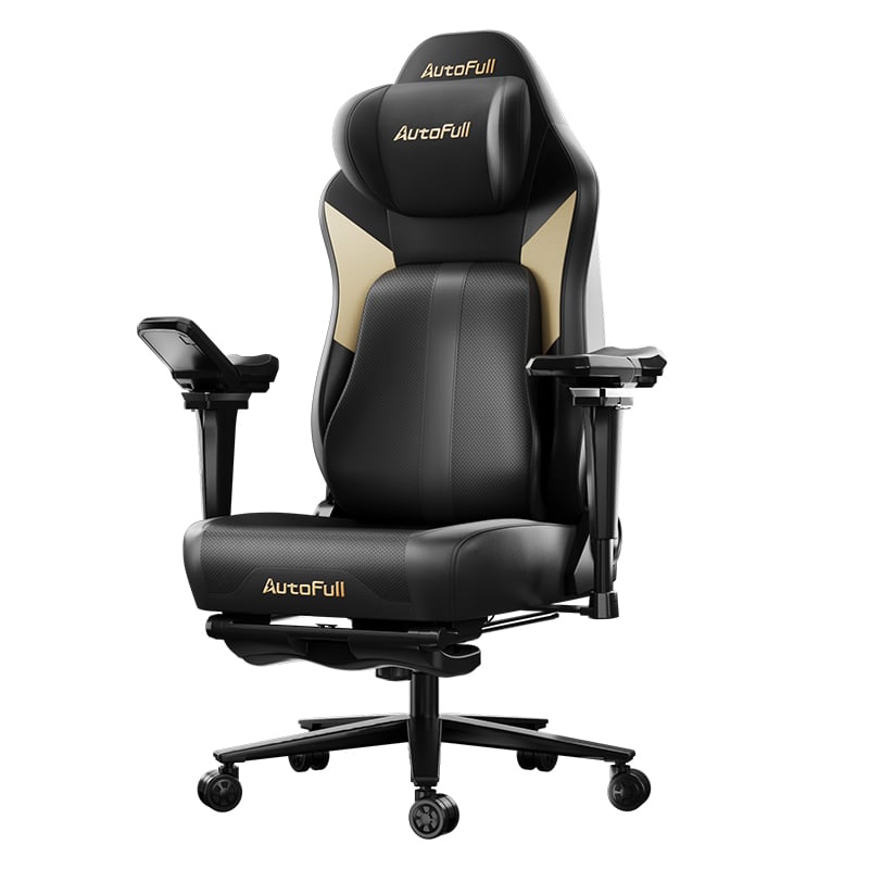 Autofull 傲風 M6系列震動按摩冷暖吹風座墊人體工學電競椅(Pro 2.0-黑色-連腳托)