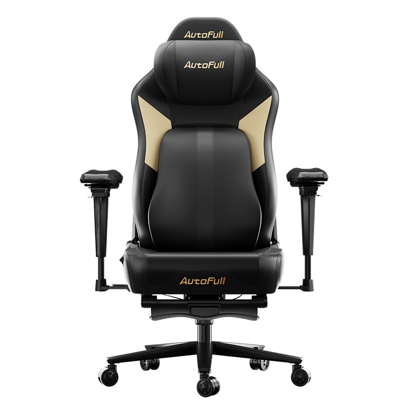 Autofull 傲風 M6系列震動按摩冷暖吹風座墊人體工學電競椅(Pro 2.0-黑色-連腳托)
