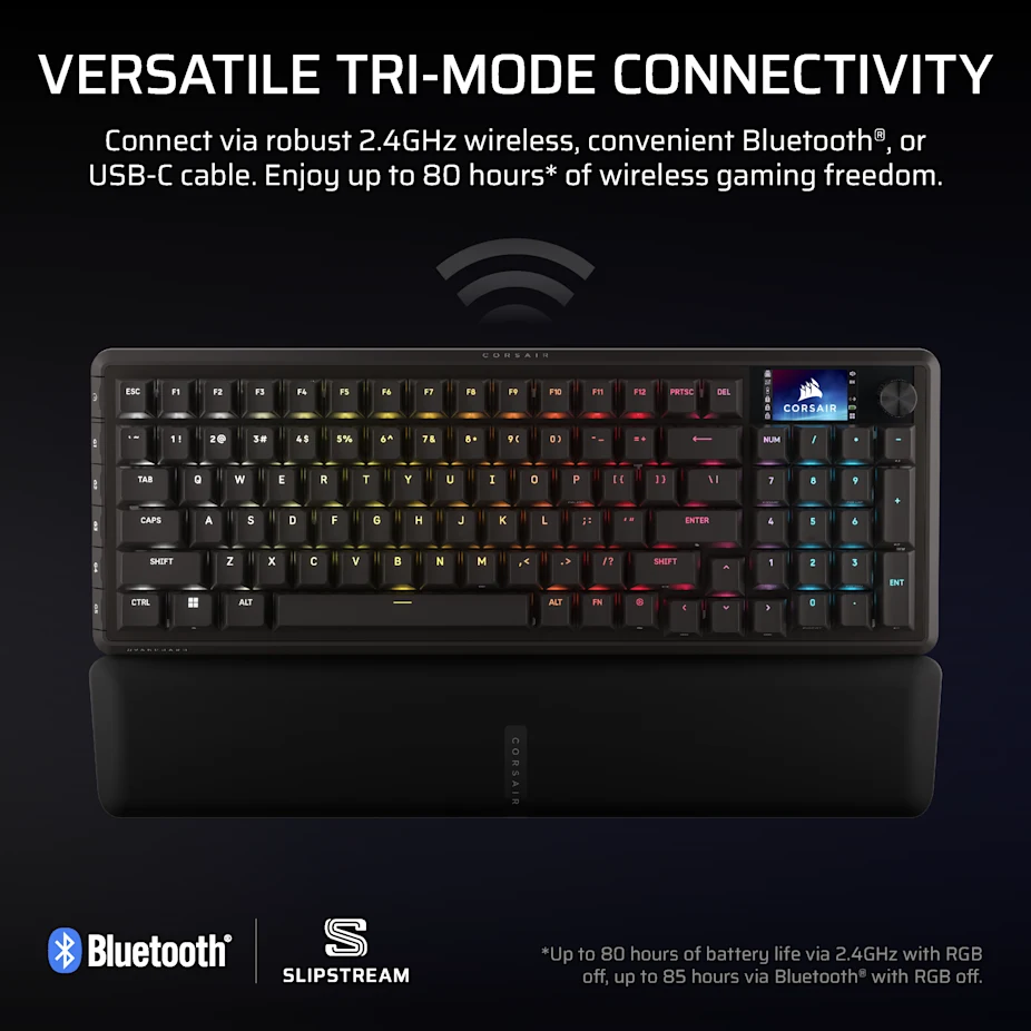 Corsair Vanguard 96 WIRELESS 8kHz 三模無線機械鍵盤(MLX Plasma軸)(黑色)