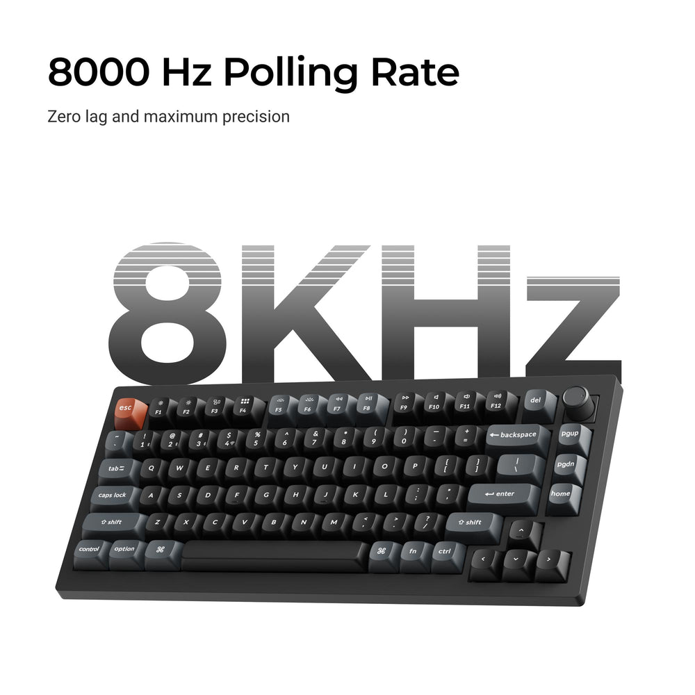 Keychron V1 Ultra 8K (V1U-D1) ZMK 75% 三模無線機械鍵盤(碳黑-Keychron Silk POM 紅軸)