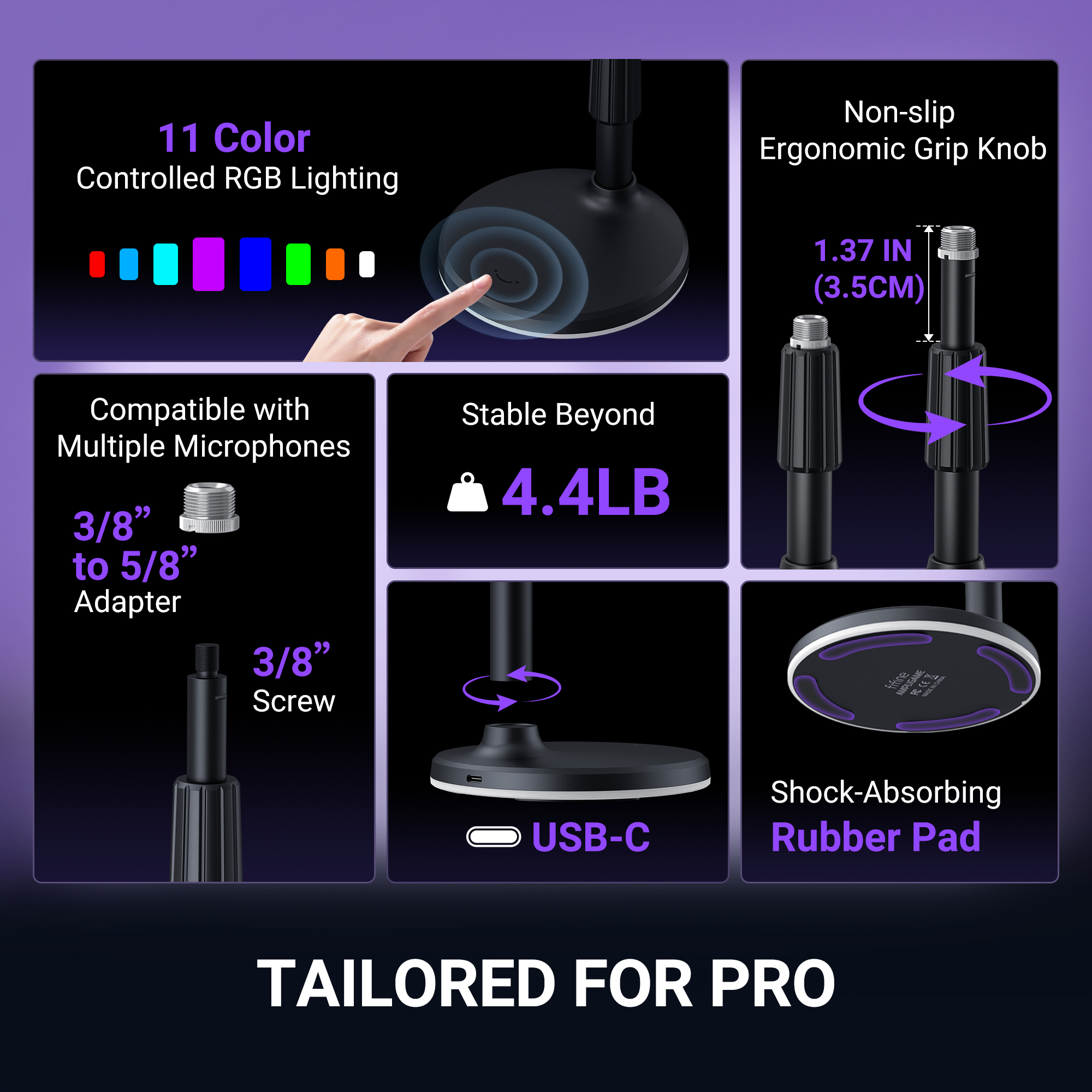 FIFINE BS9 RGB 麥克風支架底座(BS9-白色)