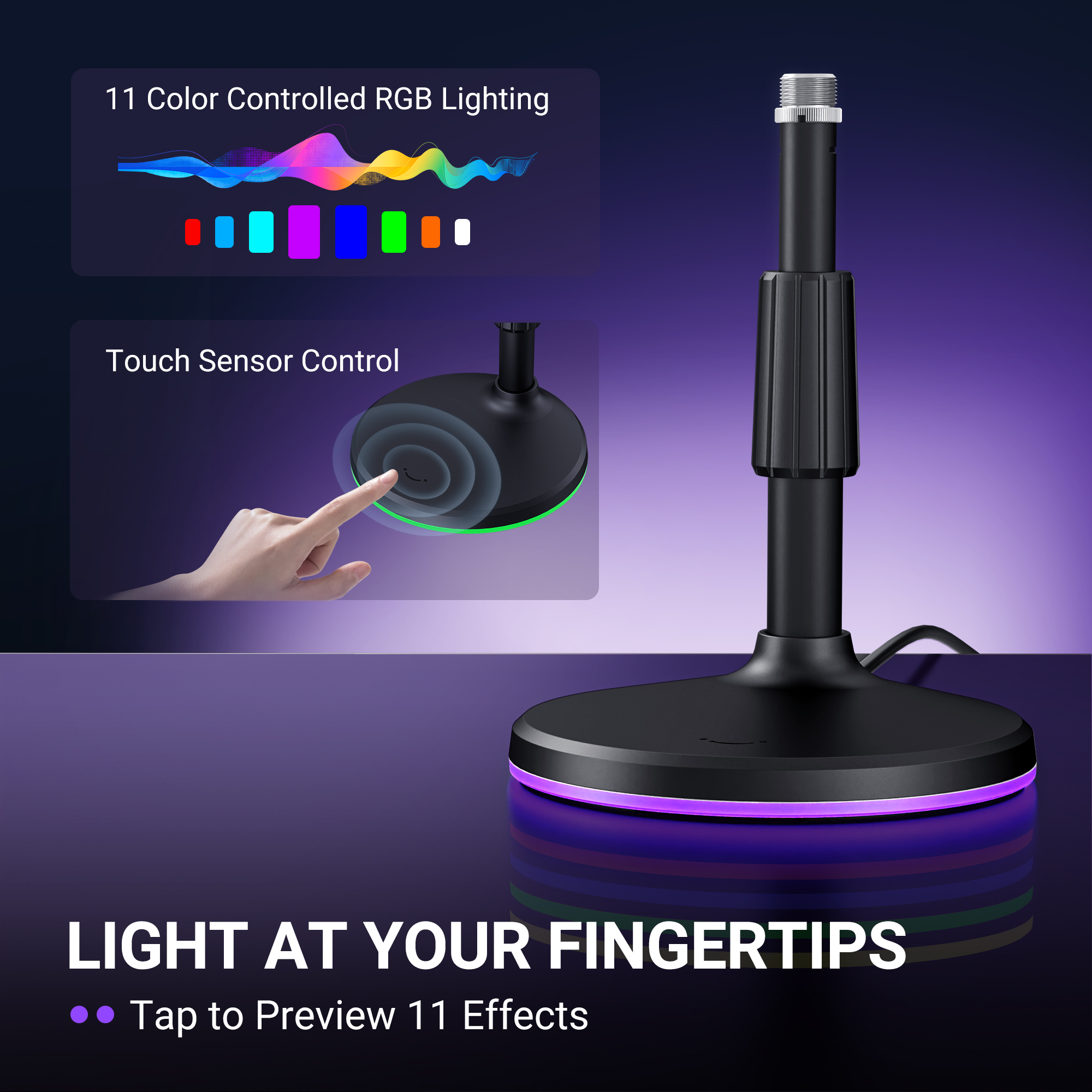 FIFINE BS9 RGB 麥克風支架底座(BS9-黑色)